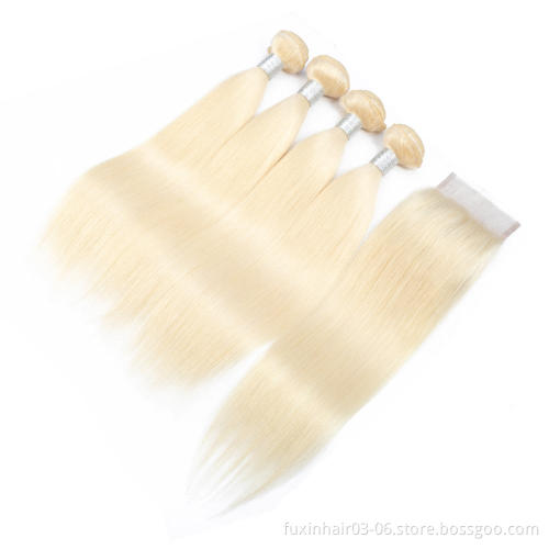 Blonde Straight Bundle And Closure Deals Bundle Hair Wavy Human Hair Lace Frontal Piece Mink Bundle Hair With Closure